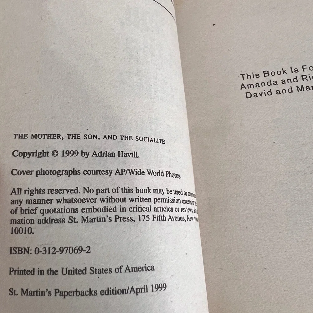 The Mother, the Son, and the Socialite Adrian Havill True Crime Paperback 1999